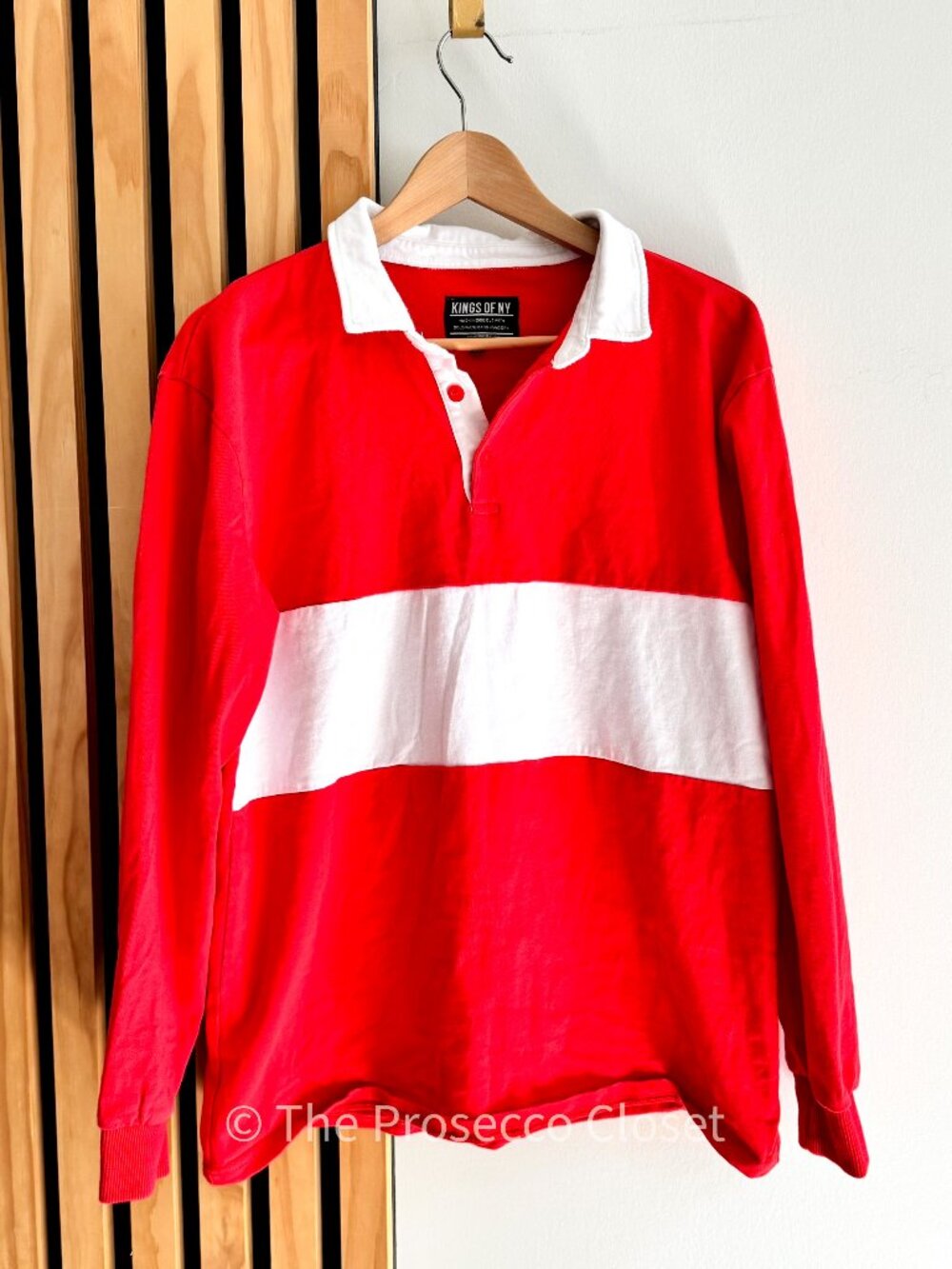 Mens Kings of NY Red White Rugby Polo Shirt (M)